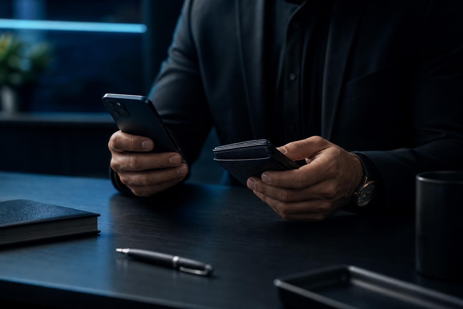 Business owner reviewing finances